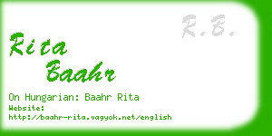 rita baahr business card